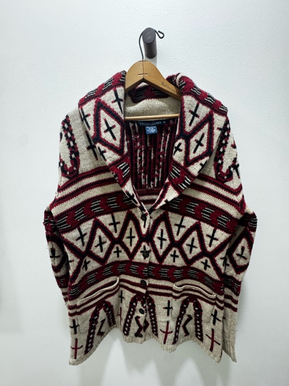 Ralph Lauren Southwestern Cardigan Shawl Collar Luxury knit M - Picture 6 of 6